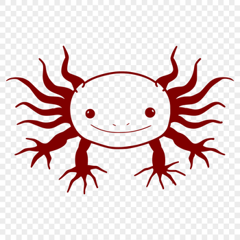 An illustration of a Mexican axolotl's head and body, showcasing its unique features.