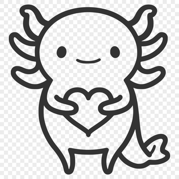Close-up illustration of a Mexican axolotl's distinctive features, including feathery gills and brown eyes.