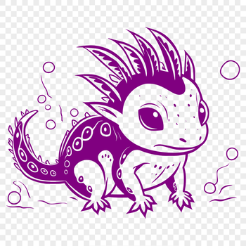 A full-body illustration of a Mexican salamander, also known as an axolotl, suitable for digital design.