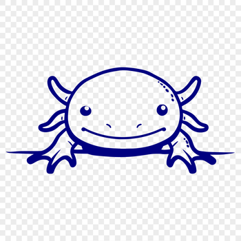 Illustrated axolotl animal head peeking out from the water.