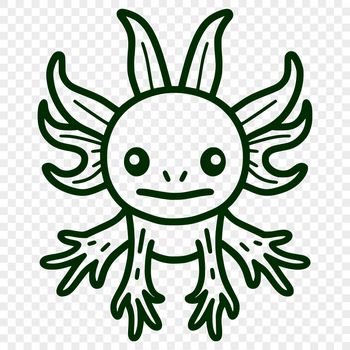 A detailed illustration of a Mexican axolotl amphibian, suitable for vector graphics and cutting machine designs.