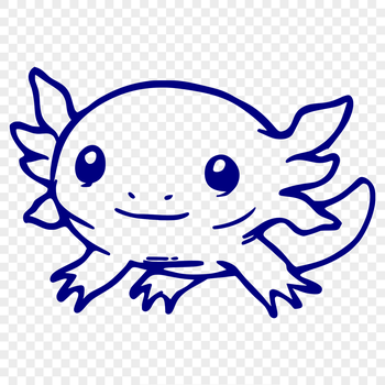 A simple line drawing of a full-body axolotl, depicted in a neutral style.