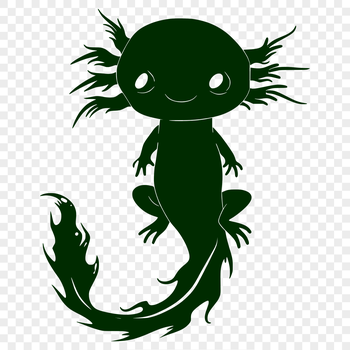 A detailed illustration of a full-body axolotl with intricate features.
