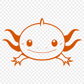 Axolotl simple line drawing illustration, depicting a Mexican salamander's head.