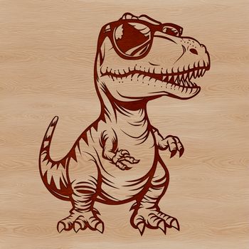 A cartoon T-Rex dinosaur wearing sunglasses, depicted in a stylized vector format.