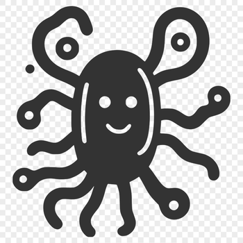 A microscopic illustration of a single bacterium with distinctive features.