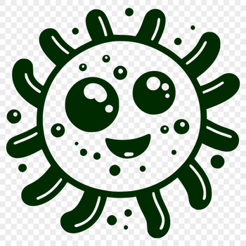 Microscopic illustration of a single bacterium in a circular outline.