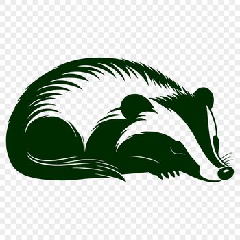 A vector illustration of a sleeping badger in a natural environment.