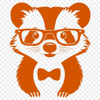 A digital illustration of a badger wearing glasses, depicted in a simple vector style.