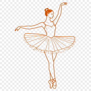 A young ballerina in a tutu stands en pointe on one leg.