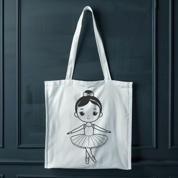 A young ballerina in a tutu and ballet shoes stands on one leg, balancing on a single toe, with a gentle expression.