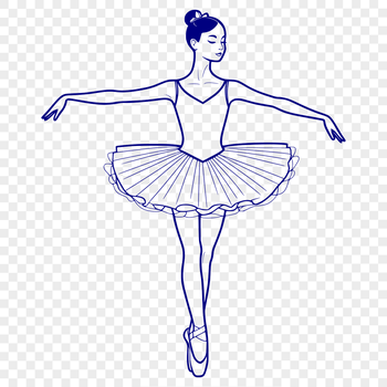 A young ballerina in tutu and ballet shoes standing on pointe.
