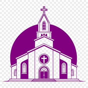 A detailed illustration of a traditional Baptist church building with a steeple, designed as vector art for various uses.