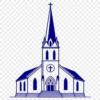 An illustration of a traditional Baptist church building, suitable for vector graphics and digital design projects.