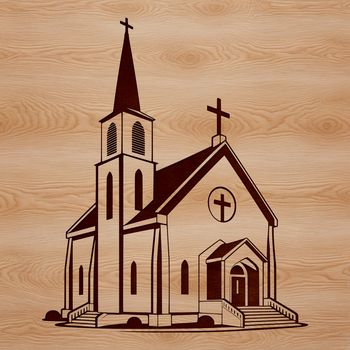 A simple SVG design of a traditional Baptist church building.
