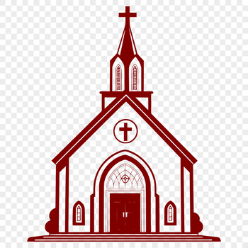 A simple illustration of a Baptist church building, suitable for vector design and commercial use.