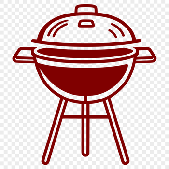 A digital illustration of a barbecue grill with various food items placed on top.
