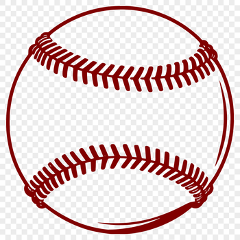 A high-quality vector illustration of a baseball, suitable for cutting out with a Cricut or laser cutter.