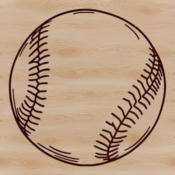 A high-quality illustration of a baseball with stitching and seams.