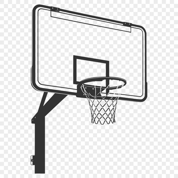 A digital illustration of a basketball with net and hoop, suitable for vector design and cutting machine templates.
