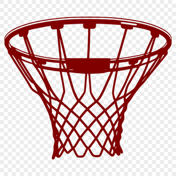 A 2D vector illustration of a basketball with net and hoop, suitable for digital cutting machines or laser cutters.