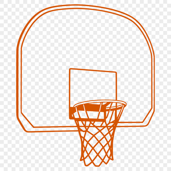 A high-resolution illustration of a basketball with a visible net.