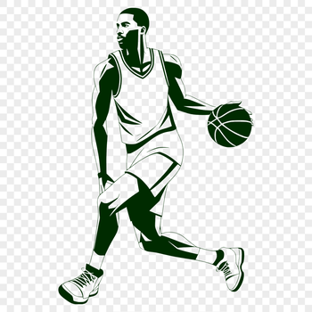 A detailed illustration of a male basketball player in action, suitable for vector art designs.