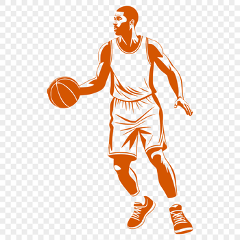 Male basketball player silhouette in vector format.