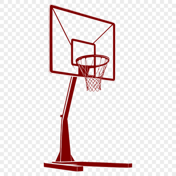 A high-resolution SVG basketball with a hoop and net, ideal for vector design projects.