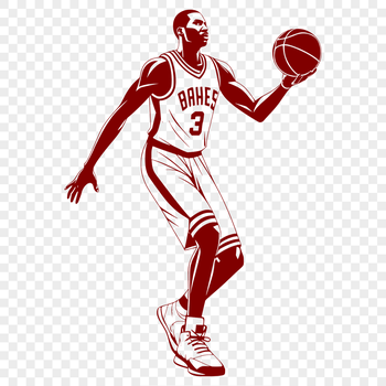 Illustrated 3D basketball with textured details and clear lines, suitable for vector graphics and digital designs.