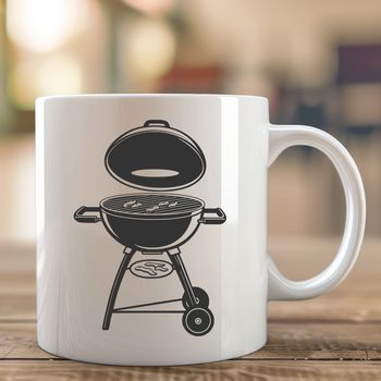 A vector illustration of a charcoal grill with sizzling food on the grill, suitable for cutting machine designs.