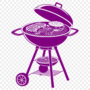 A vector illustration of a backyard barbecue setup with grill and utensils.