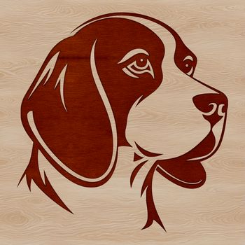 An illustration of a Beagle dog's head with detailed facial features.