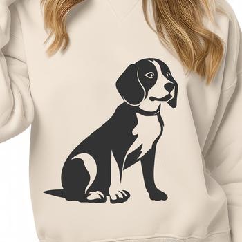 A cute illustration of a sitting beagle dog, suitable for various graphic designs.