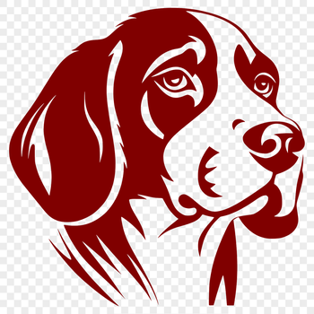A Beagle's head in a simple vector design, suitable for personal and commercial use.
