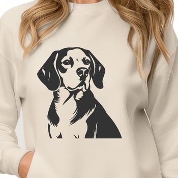 A detailed illustration of a Beagle's head from the side, suitable for vector art and clipart.