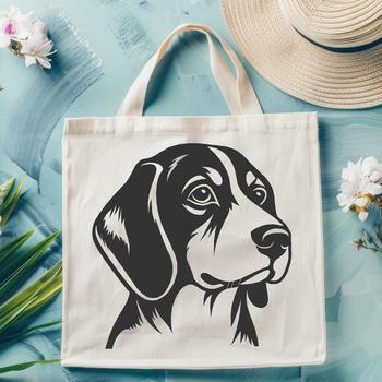 A digital illustration of a beagle's head with detailed features.