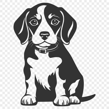 A sitting beagle dog with a full body illustration in vector format.