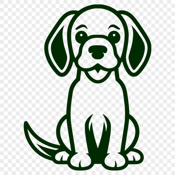 A full-body illustration of a sitting beagle dog, suitable for use as clip art in various design projects.