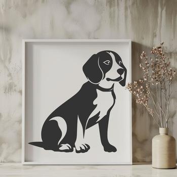 Artistic Sitting Beagle - PNG