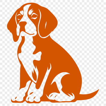A sitting beagle dog in full body view, suitable for vector art designs.