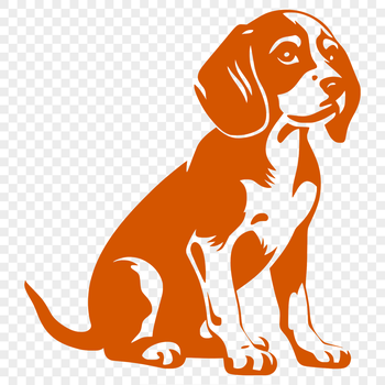 A full-body illustration of a sitting Beagle dog in vector format.