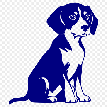 A full-body illustration of a sitting beagle dog, suitable for various design applications.