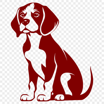 A full-body illustration of a Beagle sitting on its haunches, suitable for vector design projects.