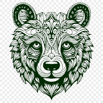 Vector illustration of a stylized bear with ornate details on its head.