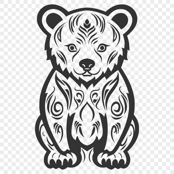 A detailed illustration of a sitting bear in ornate design.