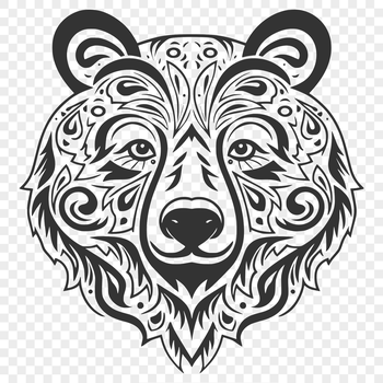 An ornately designed illustration of a bear's head, suitable for vector graphics projects.