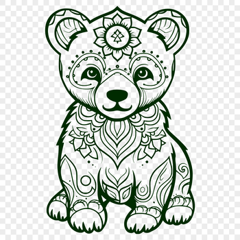 A detailed illustration of a bear sitting in a stylized pose, created as a vector design.