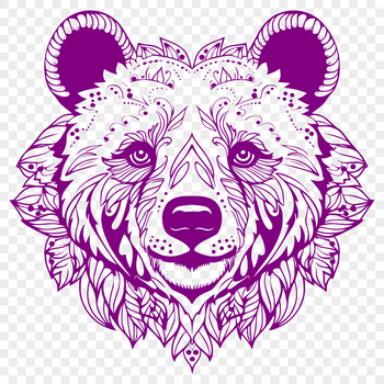 An ornate illustration of a bear's head, suitable for vector art projects.