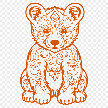 A stylized, ornate illustration of a sitting bear in full body, suitable for various design applications.